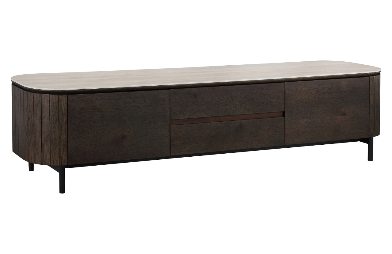 Hnědý dubový TV stolek Richmond Ritz 199,5 x 44,5 cm