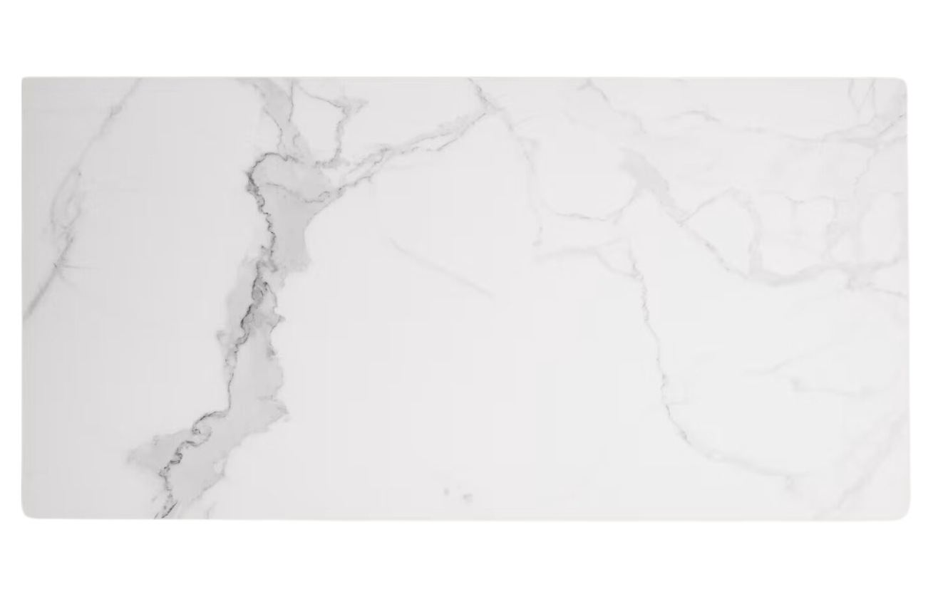 Bílý porcelánový jídelní stůl Kave Home Argo 200 x 100 cm s bílou podnoží