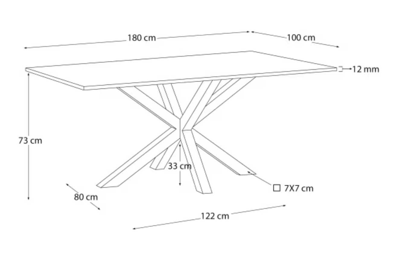 Bílý porcelánový jídelní stůl Kave Home Argo 180 x 100 cm s bílou podnoží