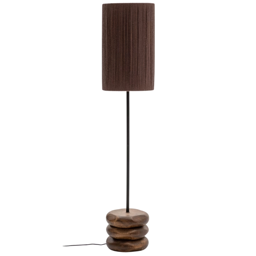 Tmavá dřevěná stojací lampa Kave Home Kor 145,5 cm