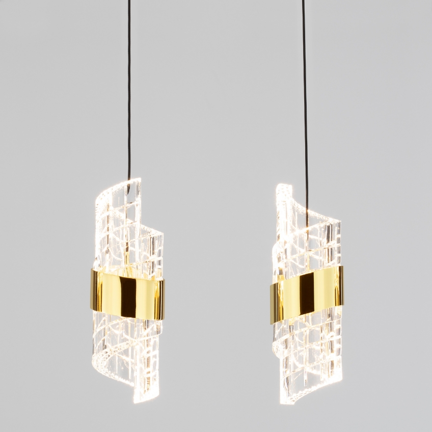 Černo-zlaté závěsné LED světlo Nova Luce Seneca 83 cm