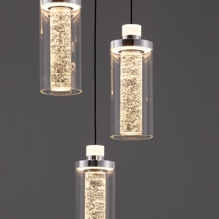 Skleněné závěsné LED světlo Nova Luce Lune 81 cm