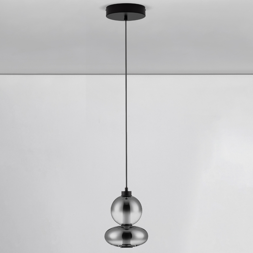 Kouřově šedé skleněné závěsné LED světlo Nova Luce Bally 20 cm