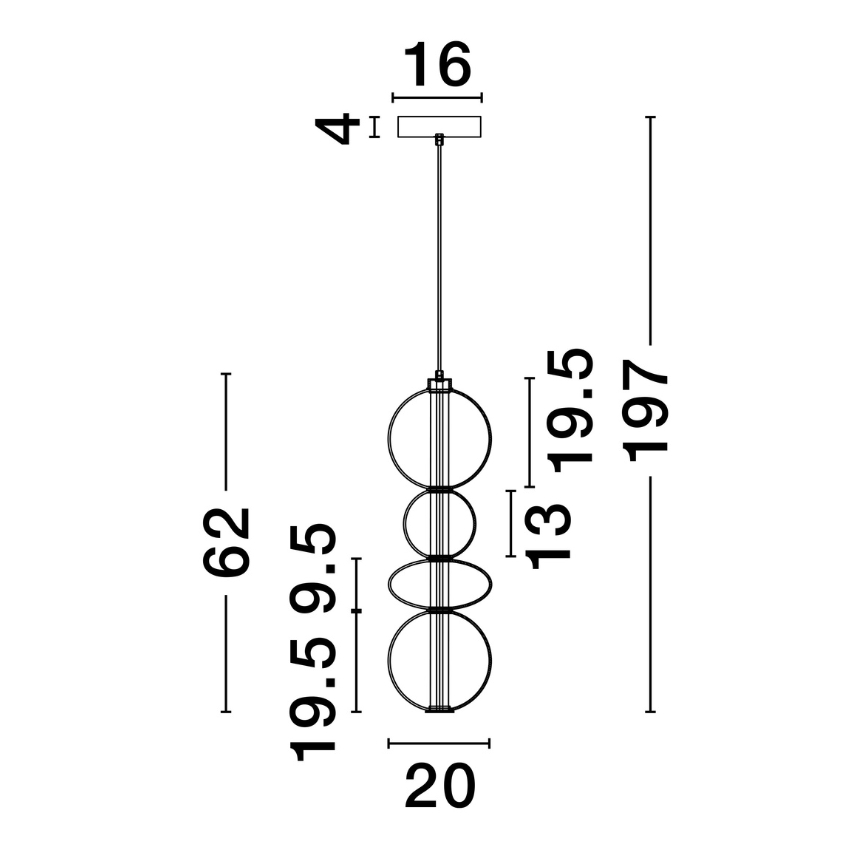 Kouřově šedé skleněné závěsné LED světlo Nova Luce Bally II. 20 cm