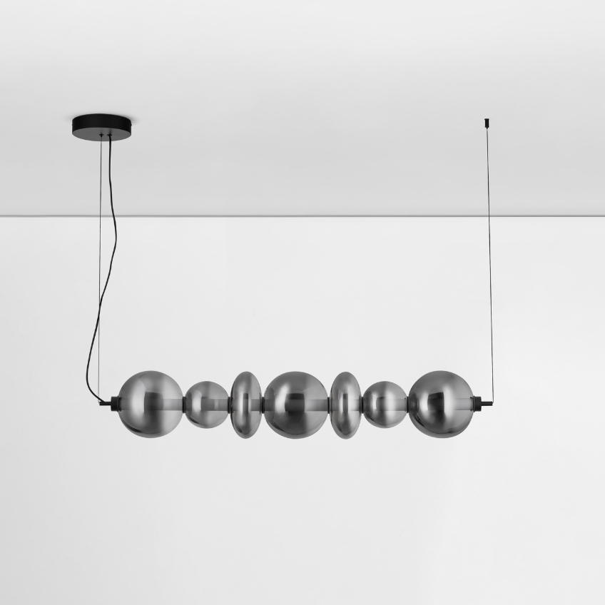 Kouřově šedé skleněné závěsné LED světlo Nova Luce Bally 117 cm