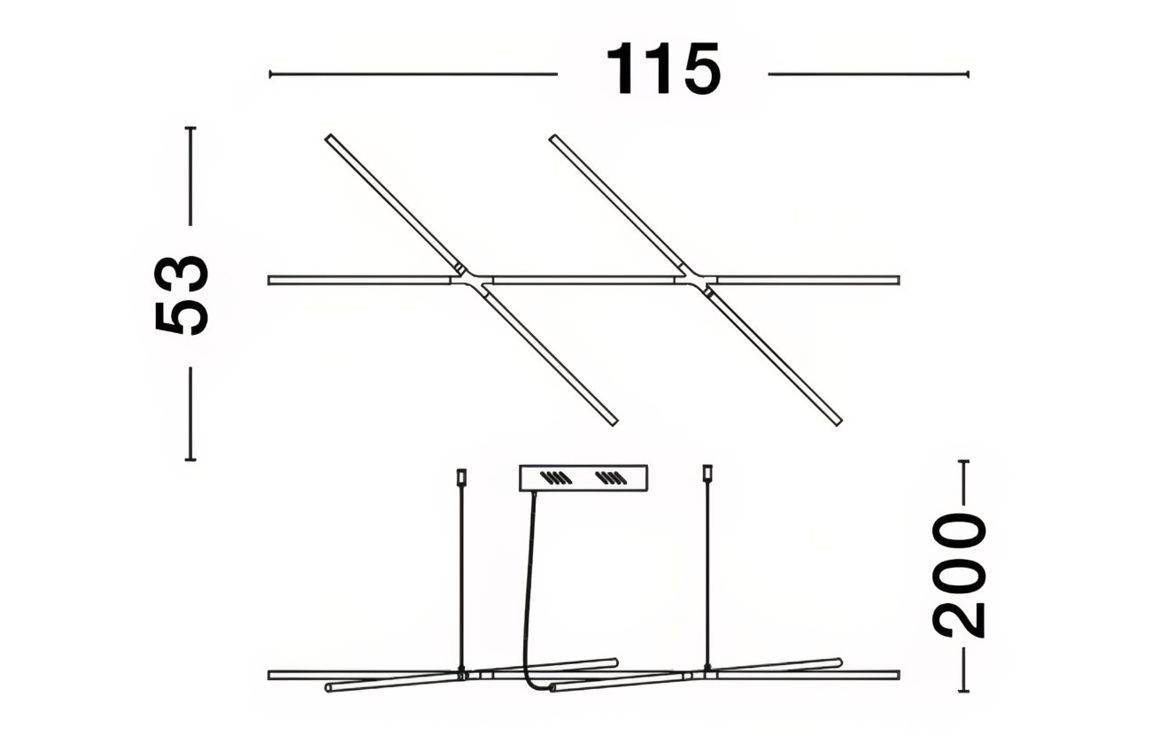 Černé kovové závěsné LED světlo Nova Luce Raccio 115 cm