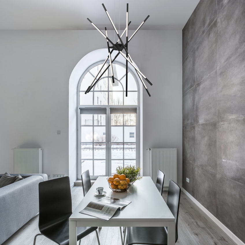 Černé kovové závěsné LED světlo Nova Luce Raccio 85 cm
