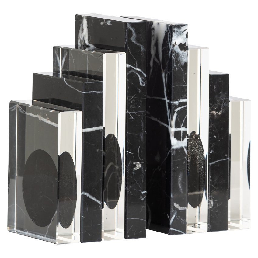 Set dvou černých mramorových zarážek na knihy Richmond Fancy 16,5 cm