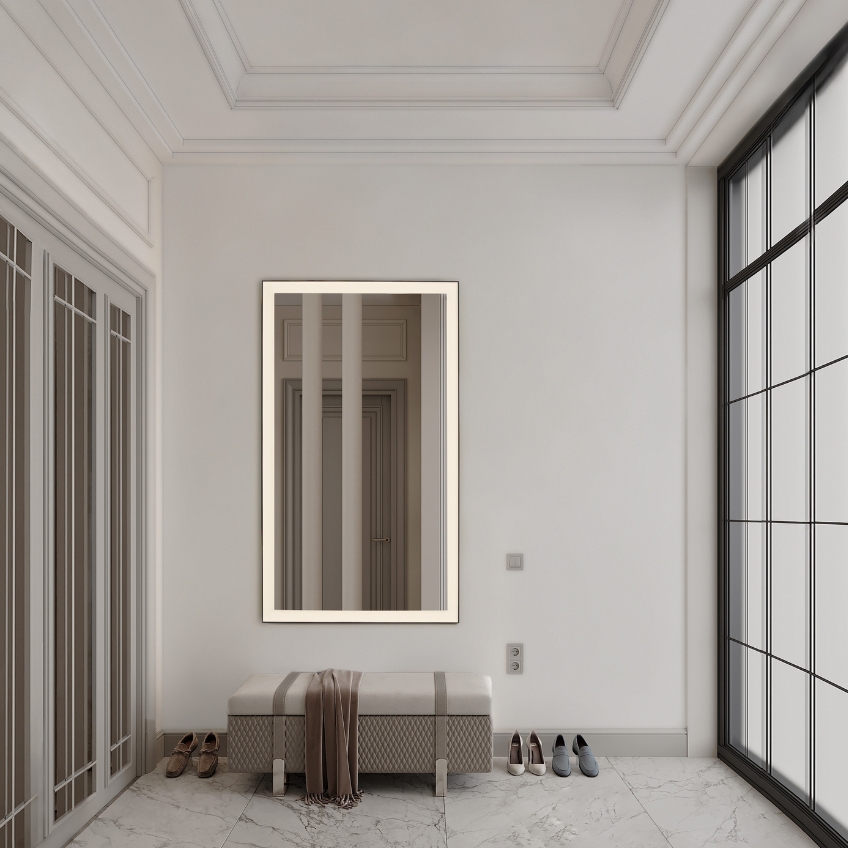 Černé závěsné zrcadlo s LED osvětlením Nova Luce Deca 120 x 70 cm -fv-interier-25