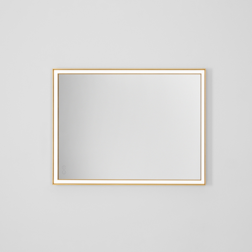 Zlaté závěsné zrcadlo s LED osvětlením Nova Luce Ambor 80 x 60 cm