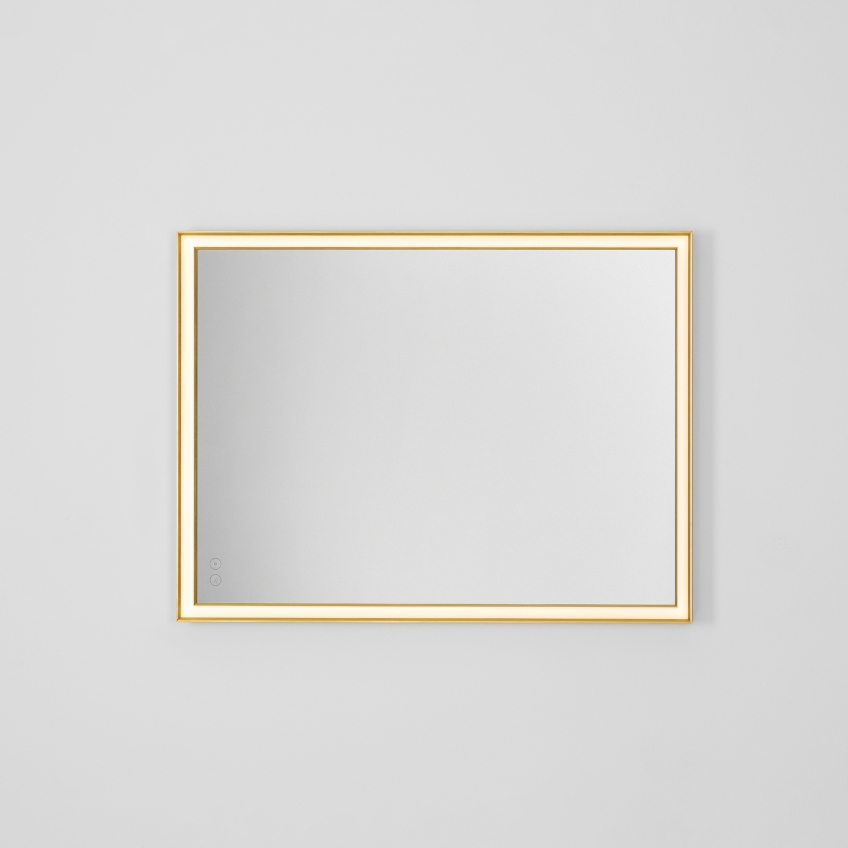 Zlaté závěsné zrcadlo s LED osvětlením Nova Luce Ambor 80 x 60 cm