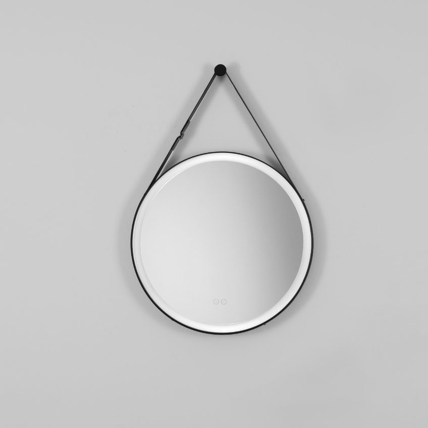 Černé závěsné zrcadlo s LED osvětlením Nova Luce Rems 85 x 64 cm