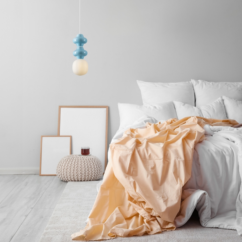 Modré závěsné světlo Nova Luce Clio 18 cm