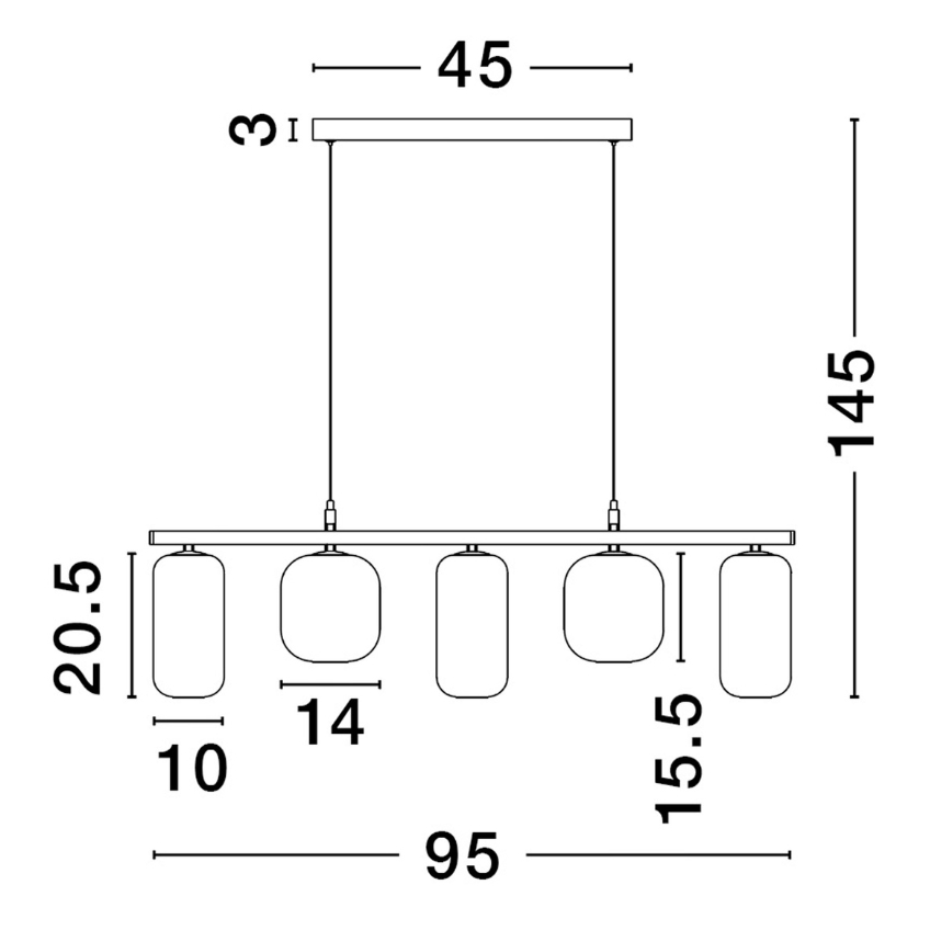 Kouřově šedé skleněné závěsné LED světlo Nova Luce Aelia 95 cm