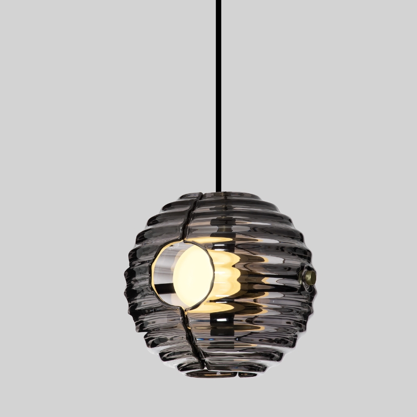Kouřově šedé skleněné závěsné LED světlo Nova Luce Las 15 cm