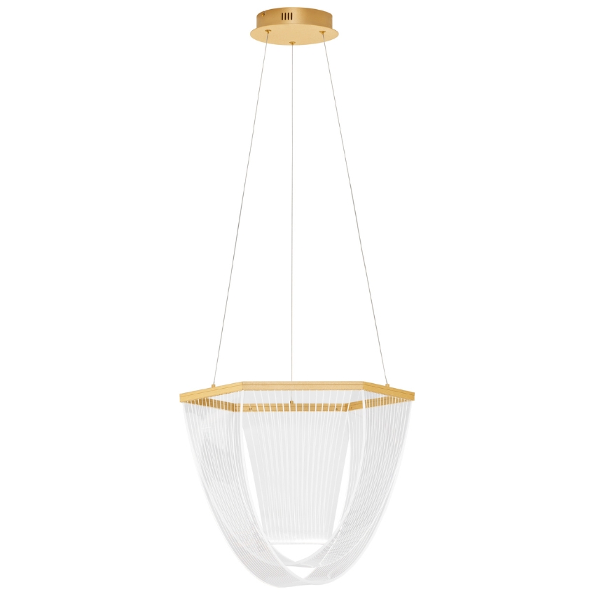Zlaté kovové závěsné LED světlo Nova Luce Valentin 52 cm