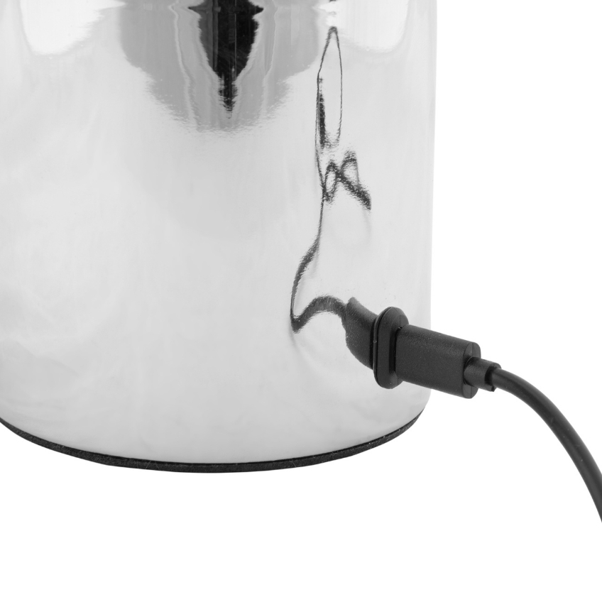 Present time Stříbrná kovová nabíjecí stolní LED lampa Campy