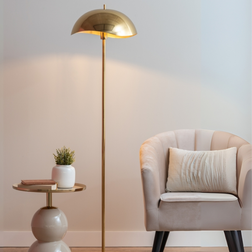 Present time Zlatá kovová stojací lampa Sway 154 cm