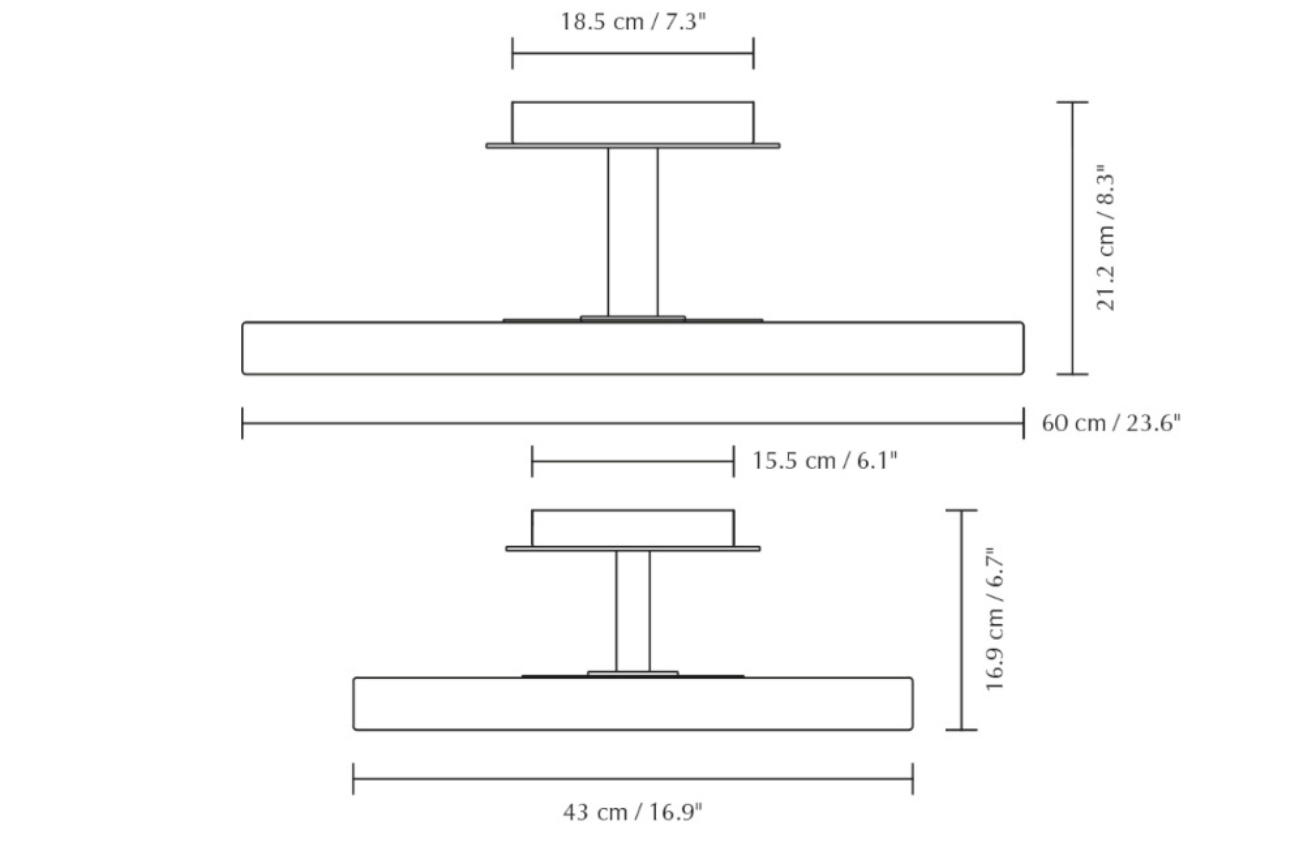Bílé kovové stropní LED světlo Asteria Up 43 cm