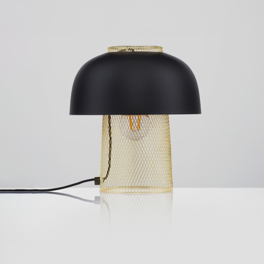 Černo-zlatá kovová stolní lampa Nova Luce Sqube