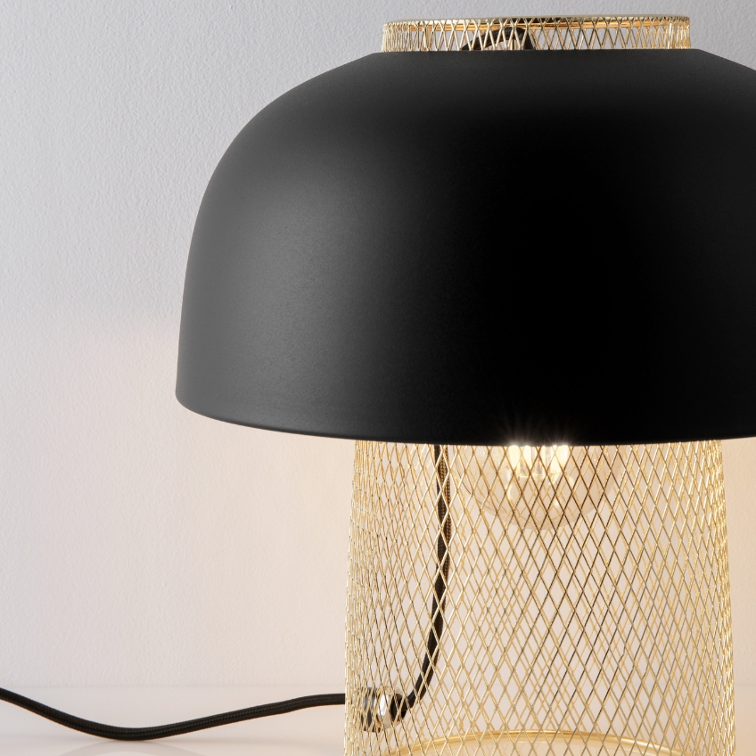 Černo-zlatá kovová stolní lampa Nova Luce Sqube