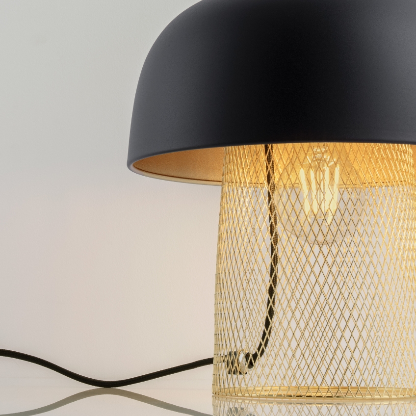 Černo-zlatá kovová stolní lampa Nova Luce Sqube