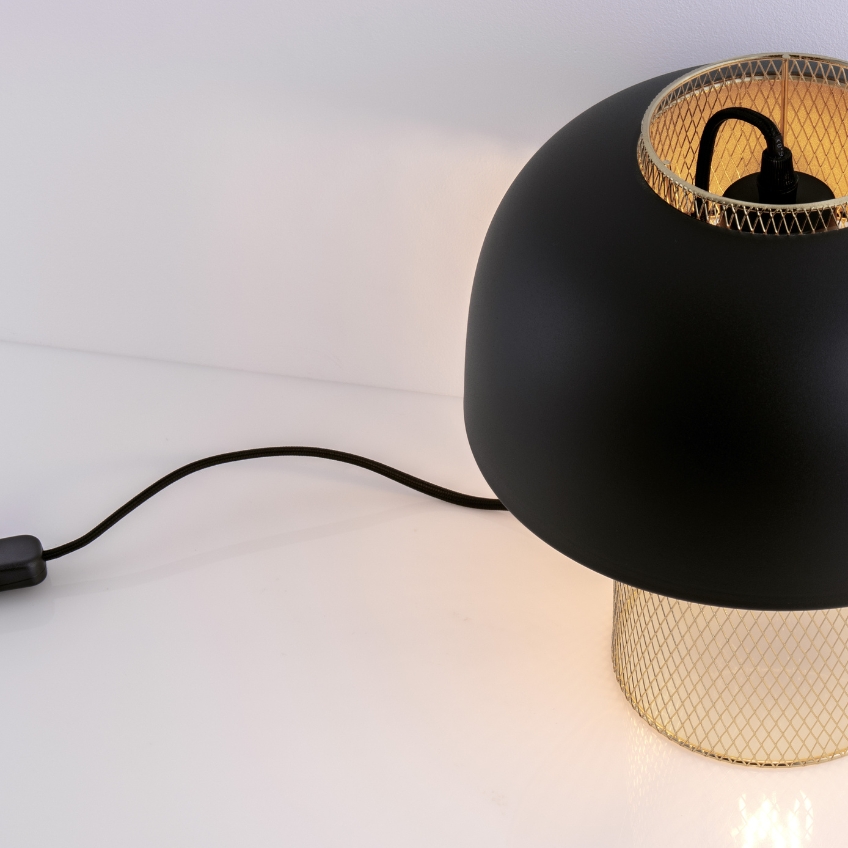 Černo-zlatá kovová stolní lampa Nova Luce Sqube