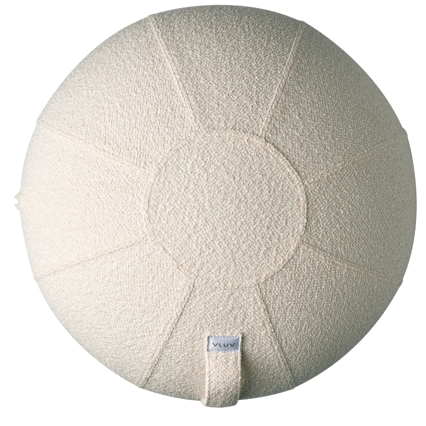 Bílý bouclé sedací / gymnastický míč VLUV DIVA Ø 65 cm