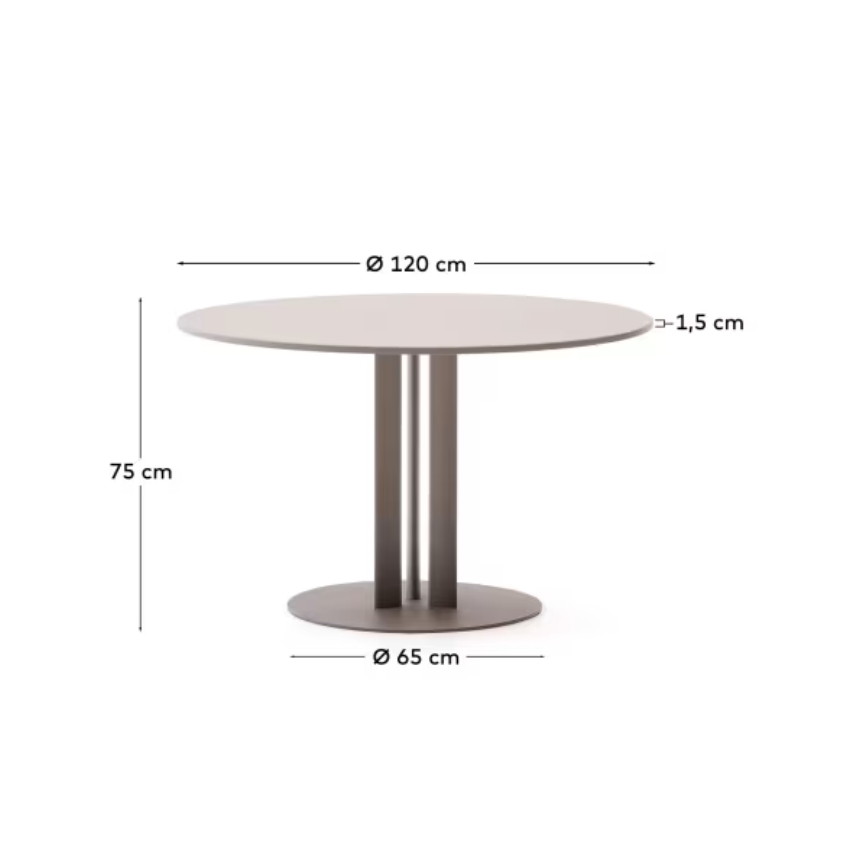 Šedobéžový zahradní jídelní stůl Kave Home Sedalis 120 cm