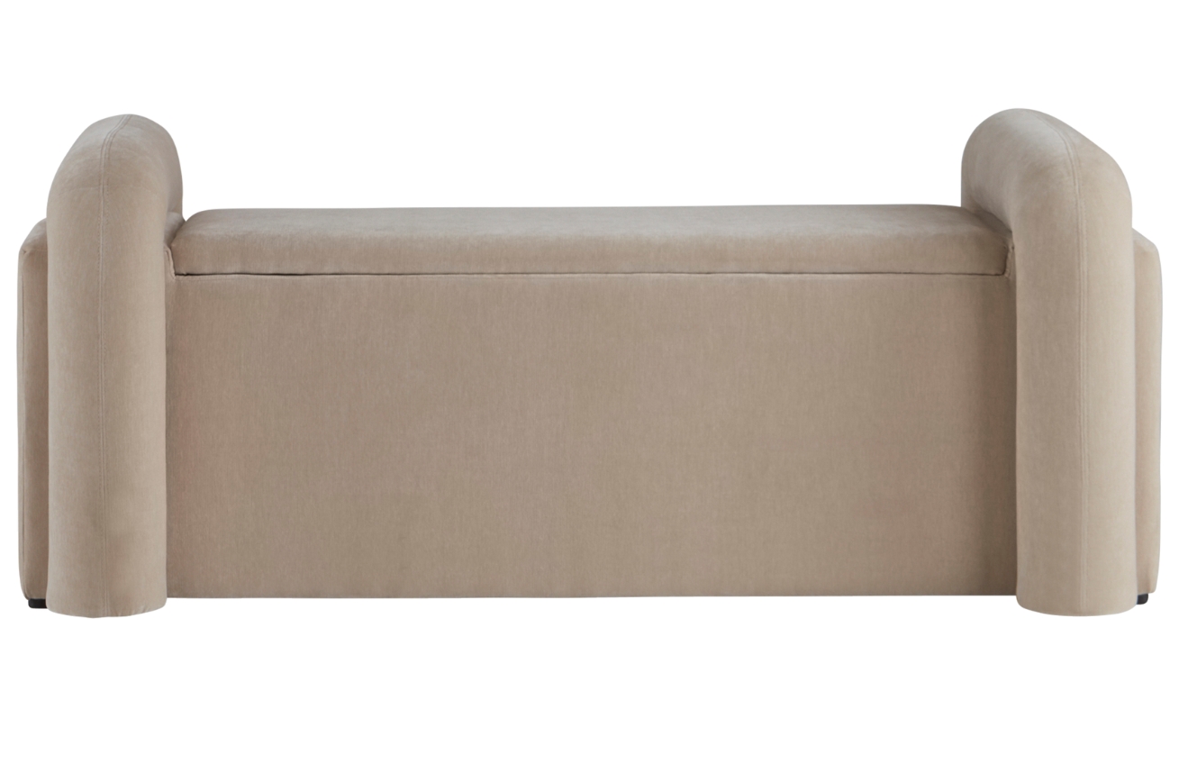 Béžová čalouněná lavice KOMORO 150 cm s úložným prostorem