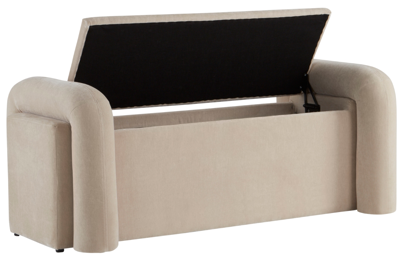 Béžová čalouněná lavice KOMORO 150 cm s úložným prostorem