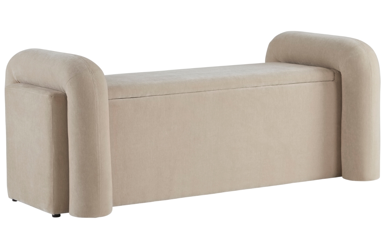 Béžová čalouněná lavice KOMORO 150 cm s úložným prostorem