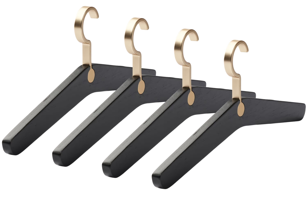 Bolia Set čtyř černých dubových ramínek Trapeze 40,5 cm