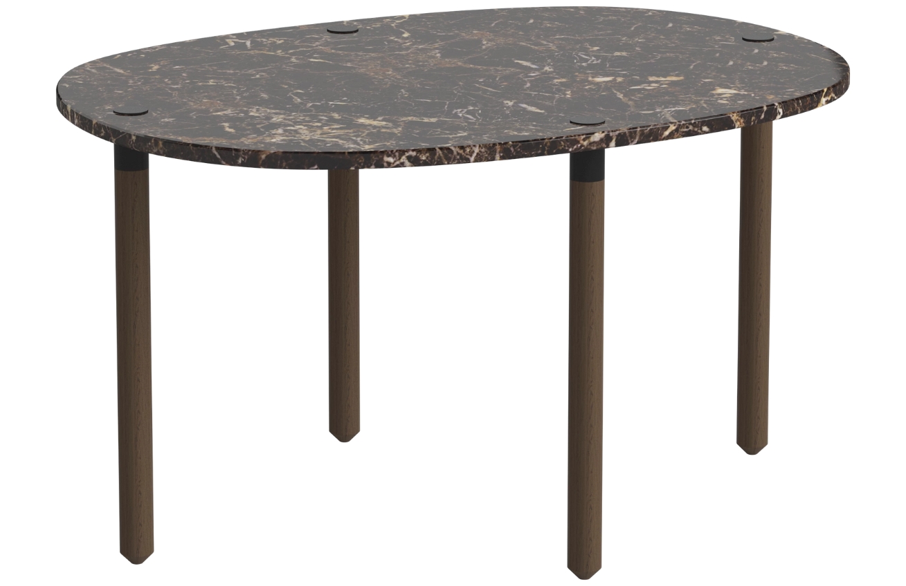Bolia Hnědý mramorový konferenční stolek Tuk 71,5 x 52 cm s tmavou dubovou podnoží