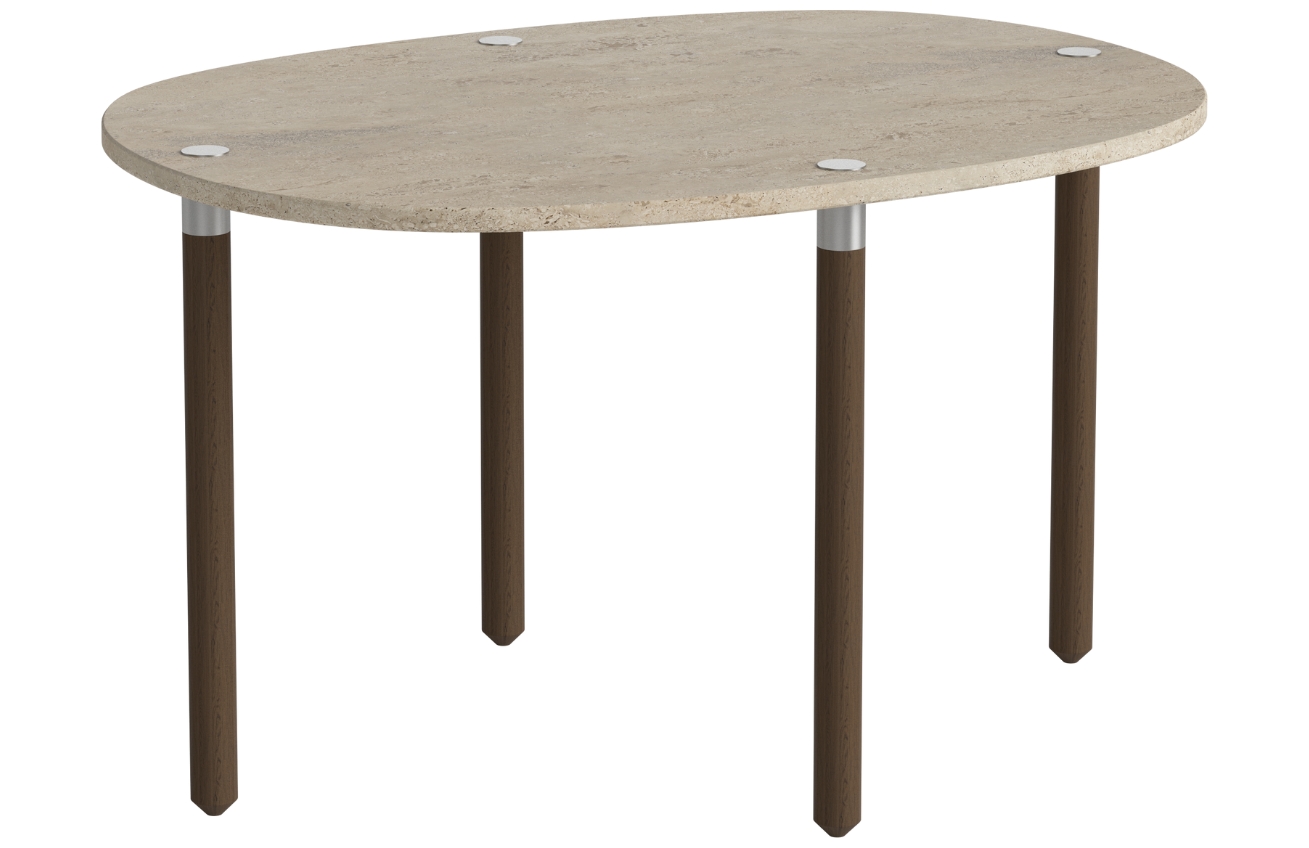 Bolia Béžový kamenný konferenční stolek Tuk 71,5 x 52 cm s tmavou dubovou podnoží