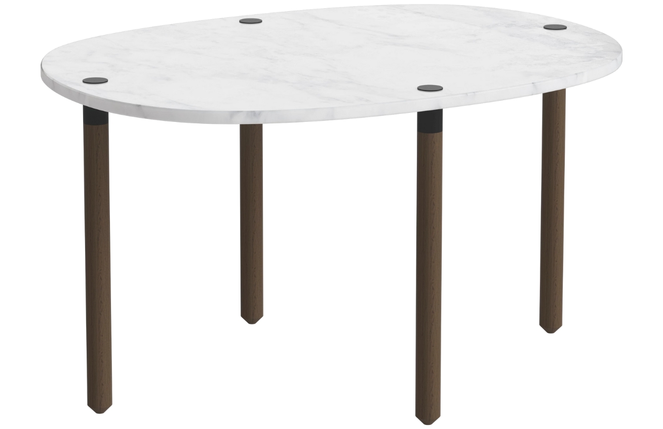 Bolia Šedobílý mramorový konferenční stolek Tuk 71,5 x 52 cm s tmavou dubovou podnoží