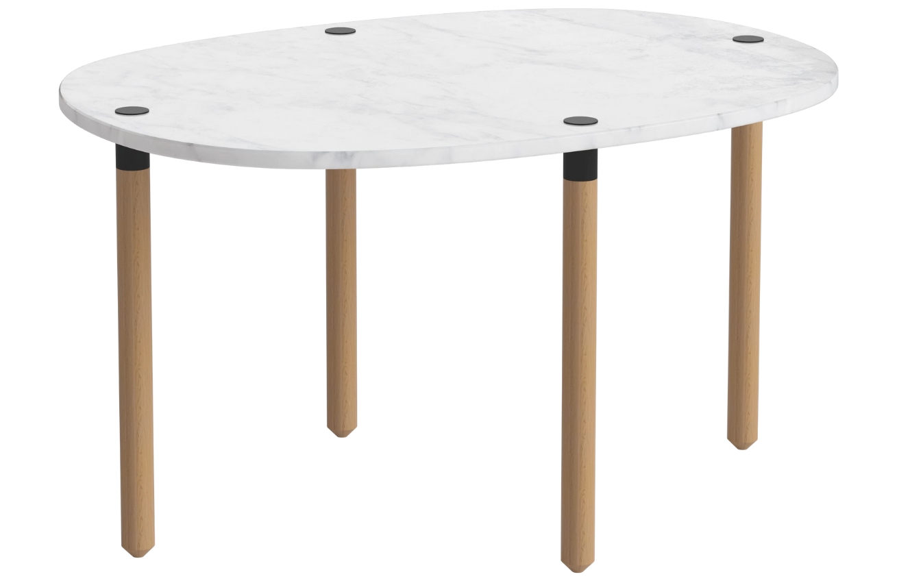 Bolia Šedobílý mramorový konferenční stolek Tuk 71,5 x 52 cm s dubovou podnoží