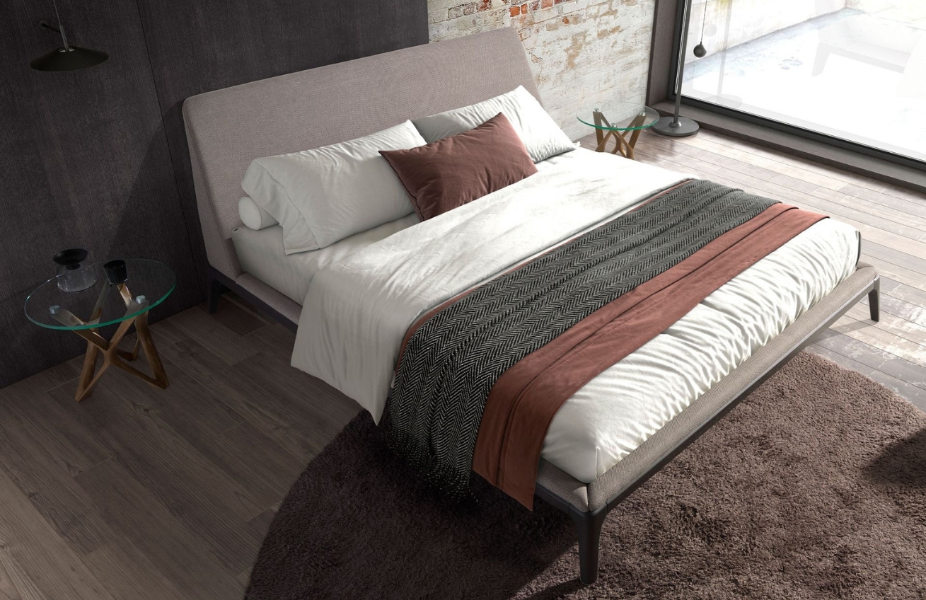 Šedá čalouněná dvoulůžková postel Angel Cerdá No. 7155, 180 x 200 cm