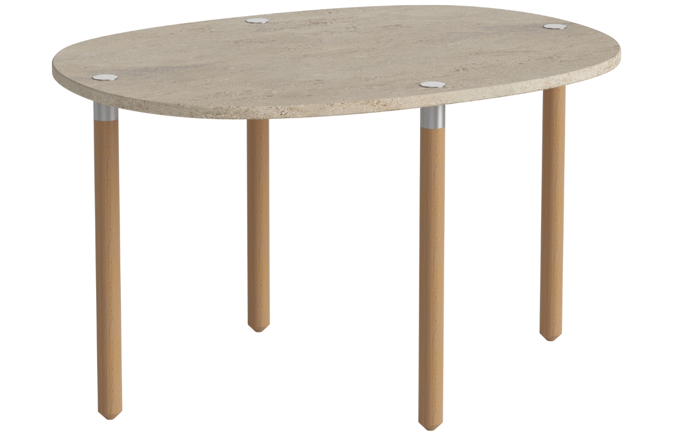 Bolia Béžový kamenný konferenční stolek Tuk 71,5 x 52 cm s dubovou podnoží