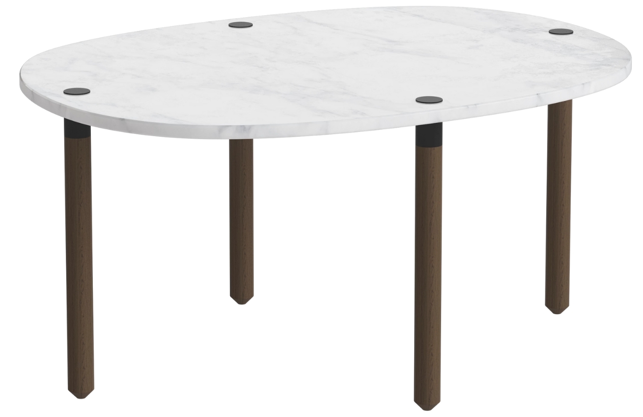 Bolia Šedobílý mramorový nízký konferenční stolek Tuk 71,5 x 52 cm s tmavou dubovou podnoží