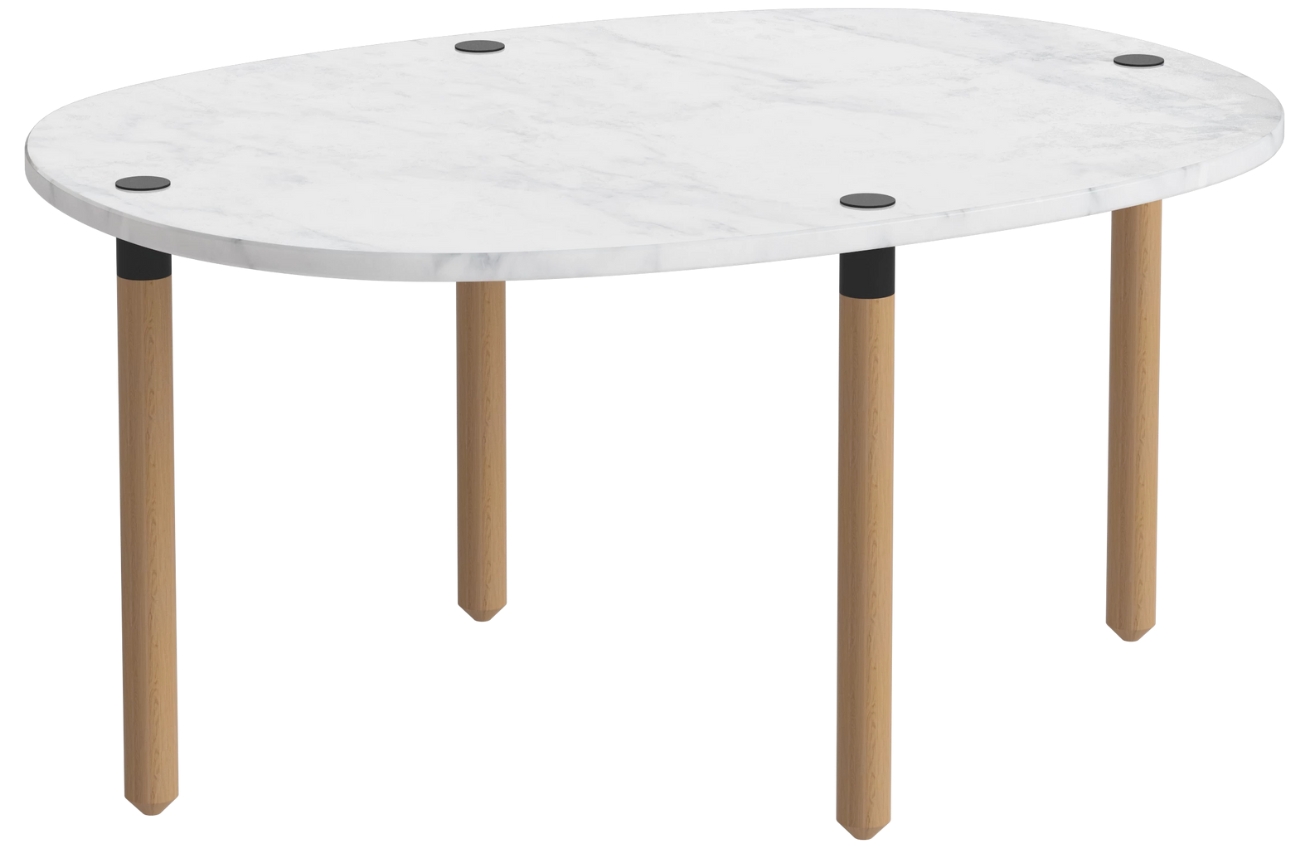 Bolia Šedobílý mramorový nízký konferenční stolek Tuk 71,5 x 52 cm s dubovou podnoží