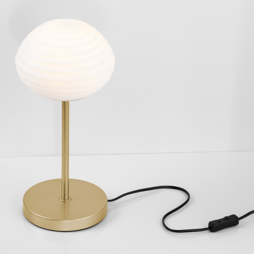 Bílo-zlatá skleněná stolní lampa Nova Luce Allen