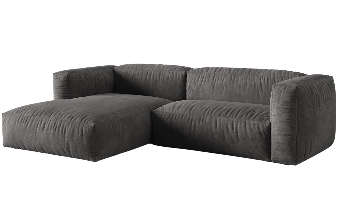 &Scaron;ed&aacute; sametov&aacute; rohov&aacute; pohovka MICADONI Martina 283 cm, lev&aacute;