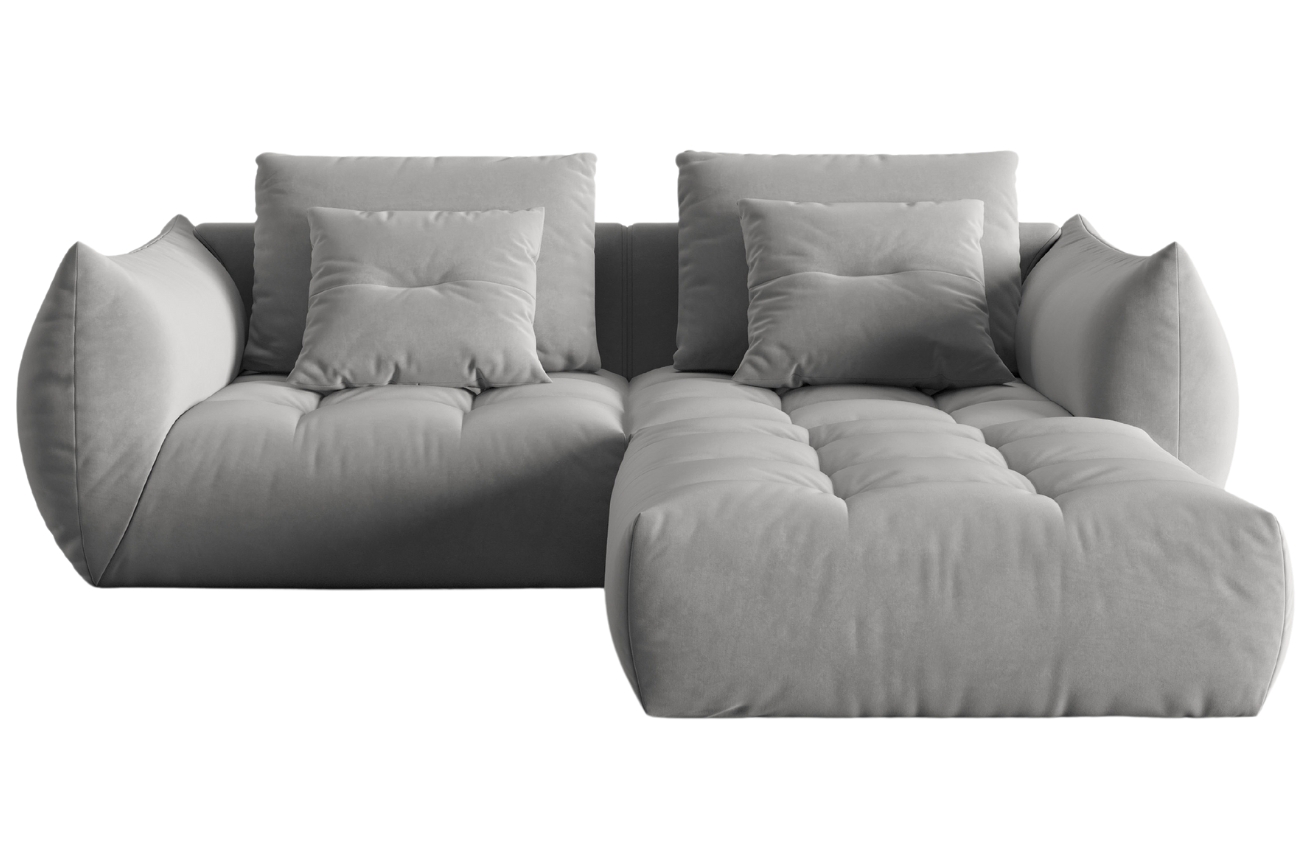 &Scaron;ed&aacute; sametov&aacute; rohov&aacute; pohovka MICADONI Bloom 232 cm, lev&aacute;/prav&aacute;