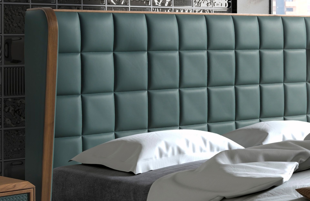 Zelená koženková dvoulůžková postel Angel Cerdá No. 7148, 180 x 200 cm
