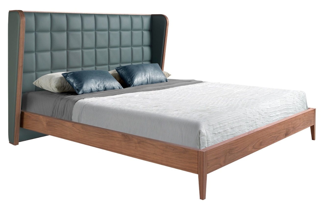 Zelená koženková dvoulůžková postel Angel Cerdá No. 7148, 180 x 200 cm