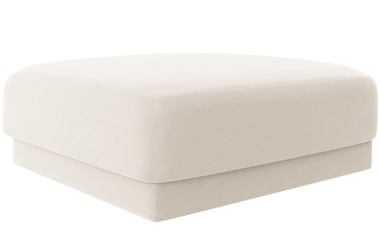 Béžový sametový taburet MICADONI Miley 90 x 90 cm