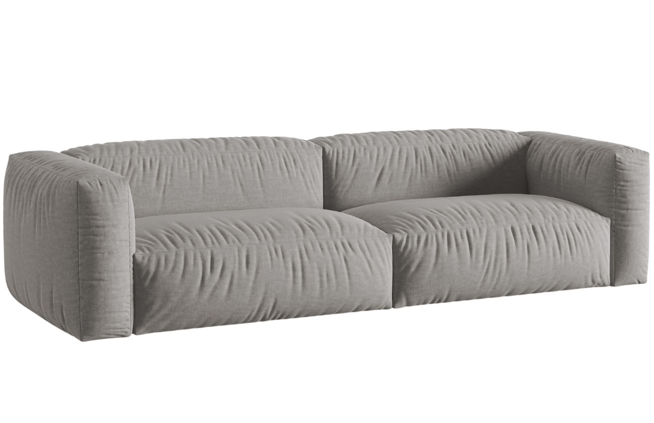 Světle &scaron;ed&aacute; čalouněn&aacute; čtyřm&iacute;stn&aacute; pohovka MICADONI Martina 320 cm