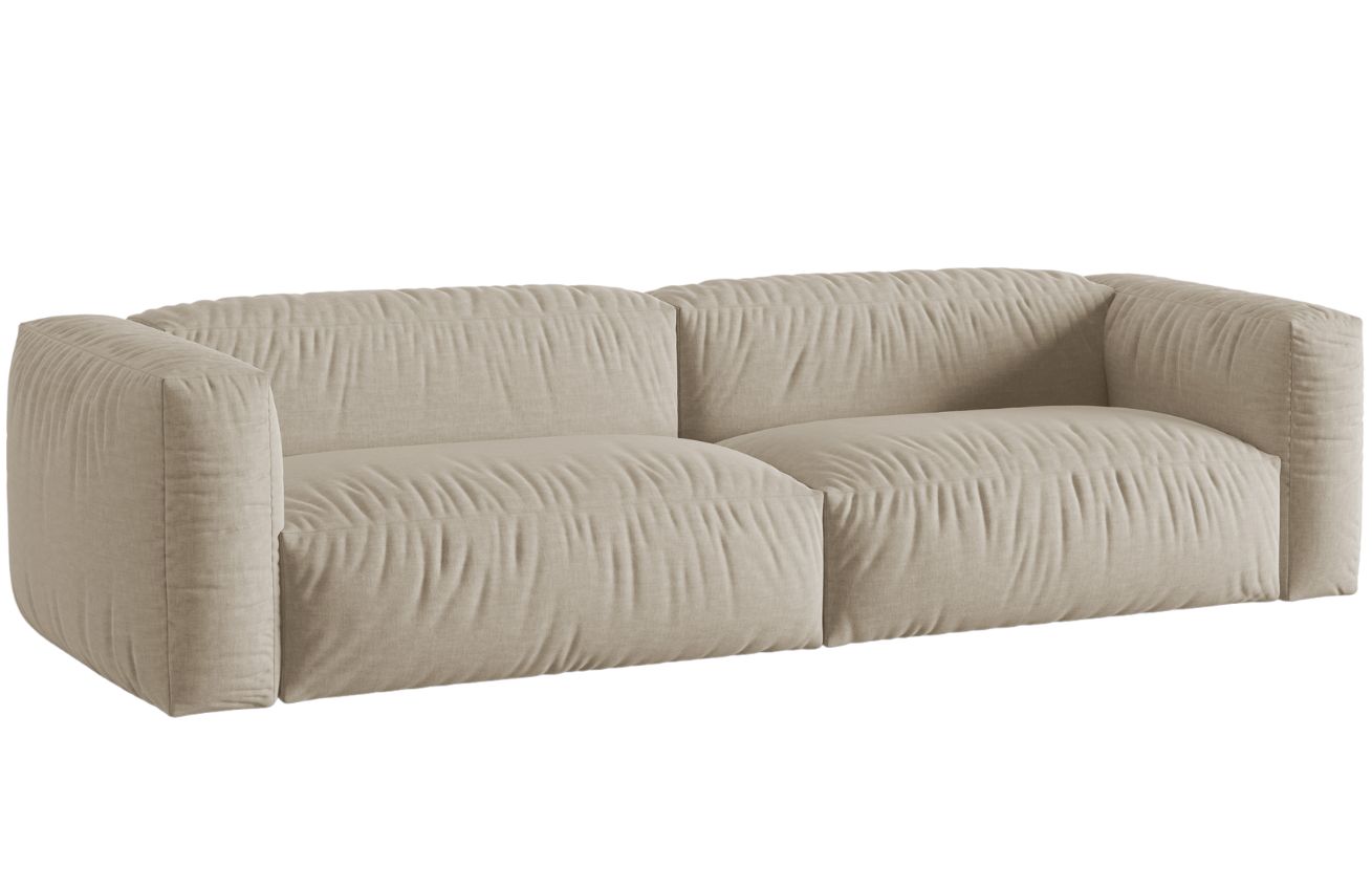 Světle b&eacute;žov&aacute; čalouněn&aacute; čtyřm&iacute;stn&aacute; pohovka MICADONI Martina 320 cm