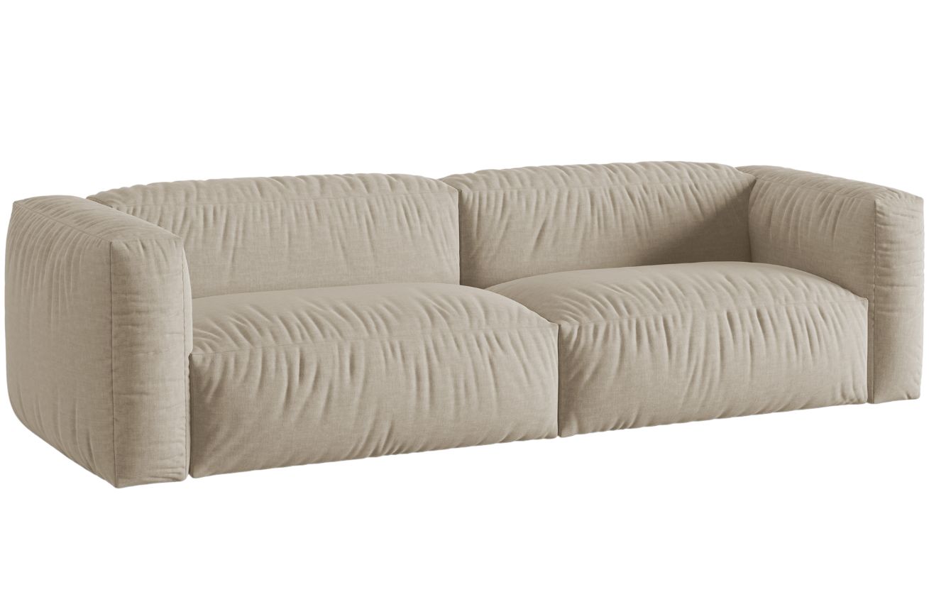 Světle b&eacute;žov&aacute; čalouněn&aacute; trojm&iacute;stn&aacute; pohovka MICADONI Martina 240 cm